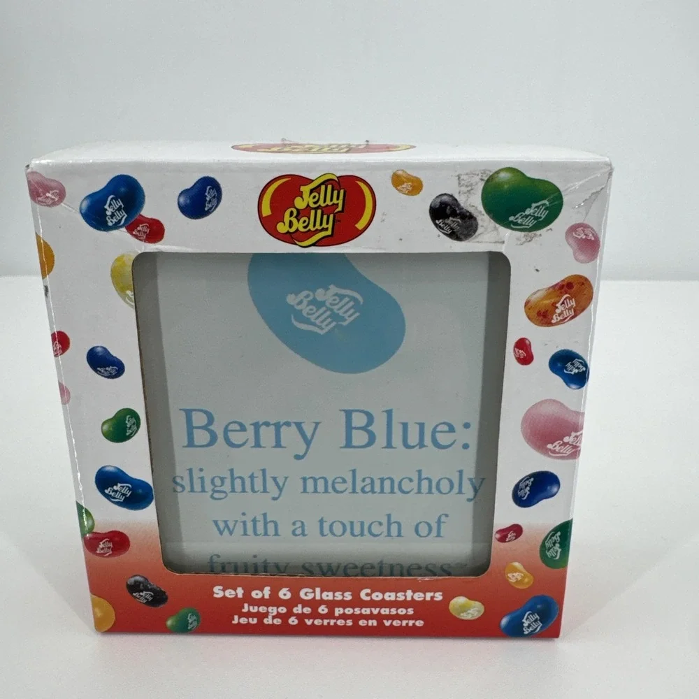 Jelly Belly Glass Coasters Set of 6 Multi Color 4in by American Atelier Colorful